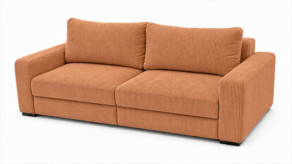 3-SITZER-SOFA  in Cord Terracotta  - Terracotta/Schwarz, Basics, Holz/Holzwerkstoff (250/90/110cm) - MID.YOU