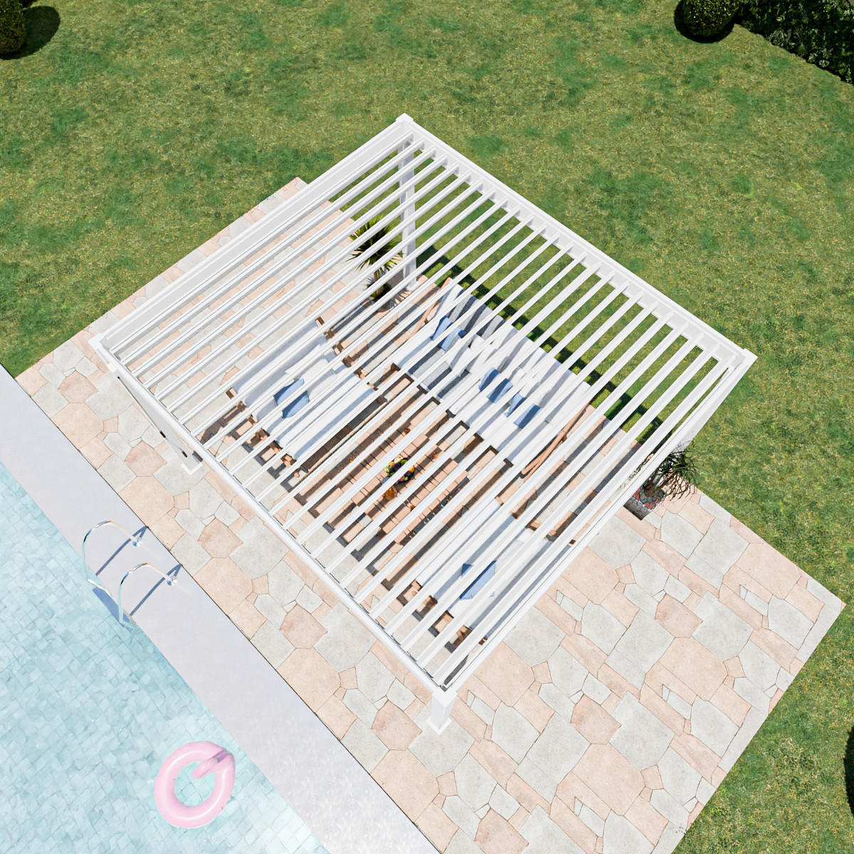 PERGOLA 360/255/400 cm Aluminium  - Weiß Hochglanz, Basics, Metall (360/255/400cm) - Gardenson