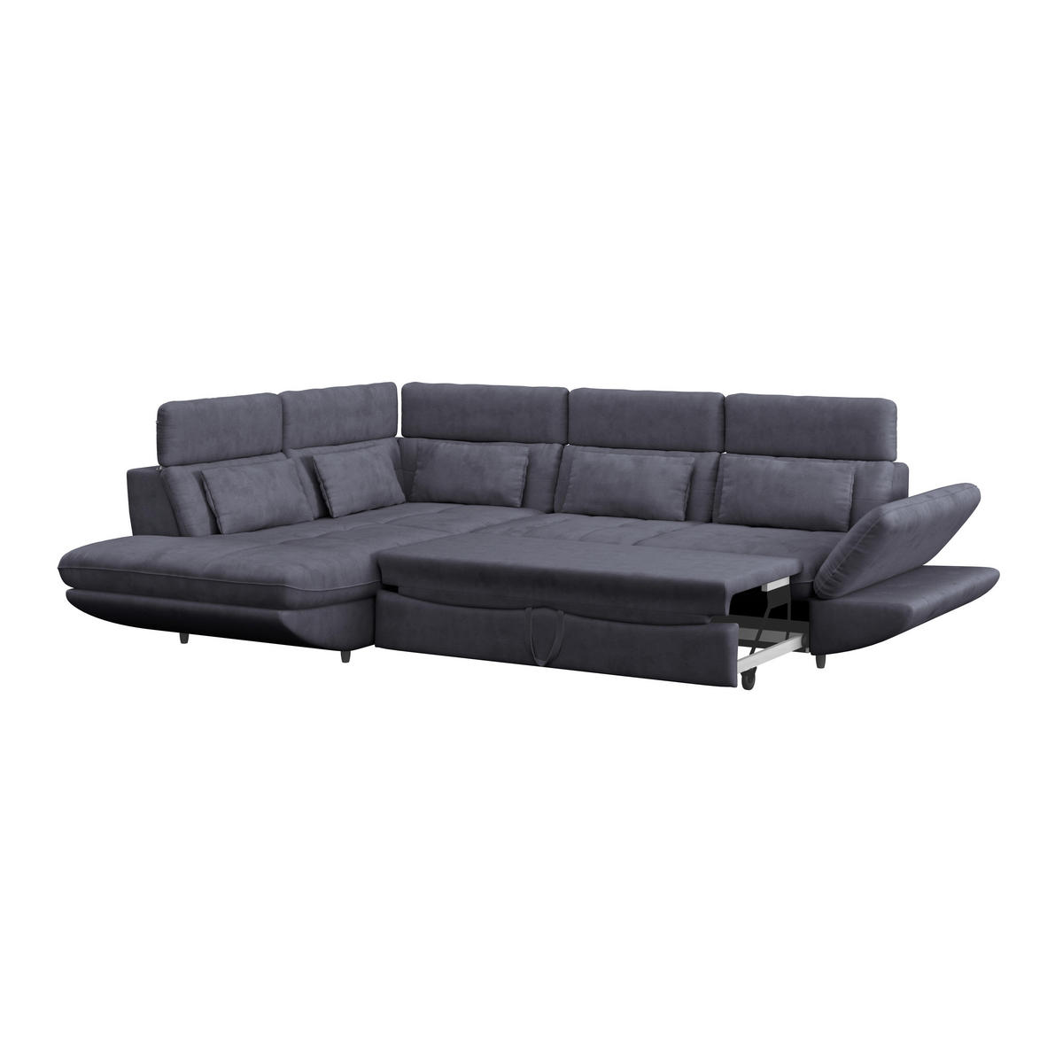 WOHNLANDSCHAFT in Mikrofaser Dunkelblau  - Schwarz/Dunkelblau, Modern, Kunststoff/Textil (311/233cm) - MID.YOU