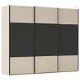 SCHWEBETÜRENSCHRANK 301/223/68 cm 3-türig Graphitfarben, Champagner  - Champagner/Schwarz, KONVENTIONELL, Holzwerkstoff/Metall (301/223/68cm) - Novel