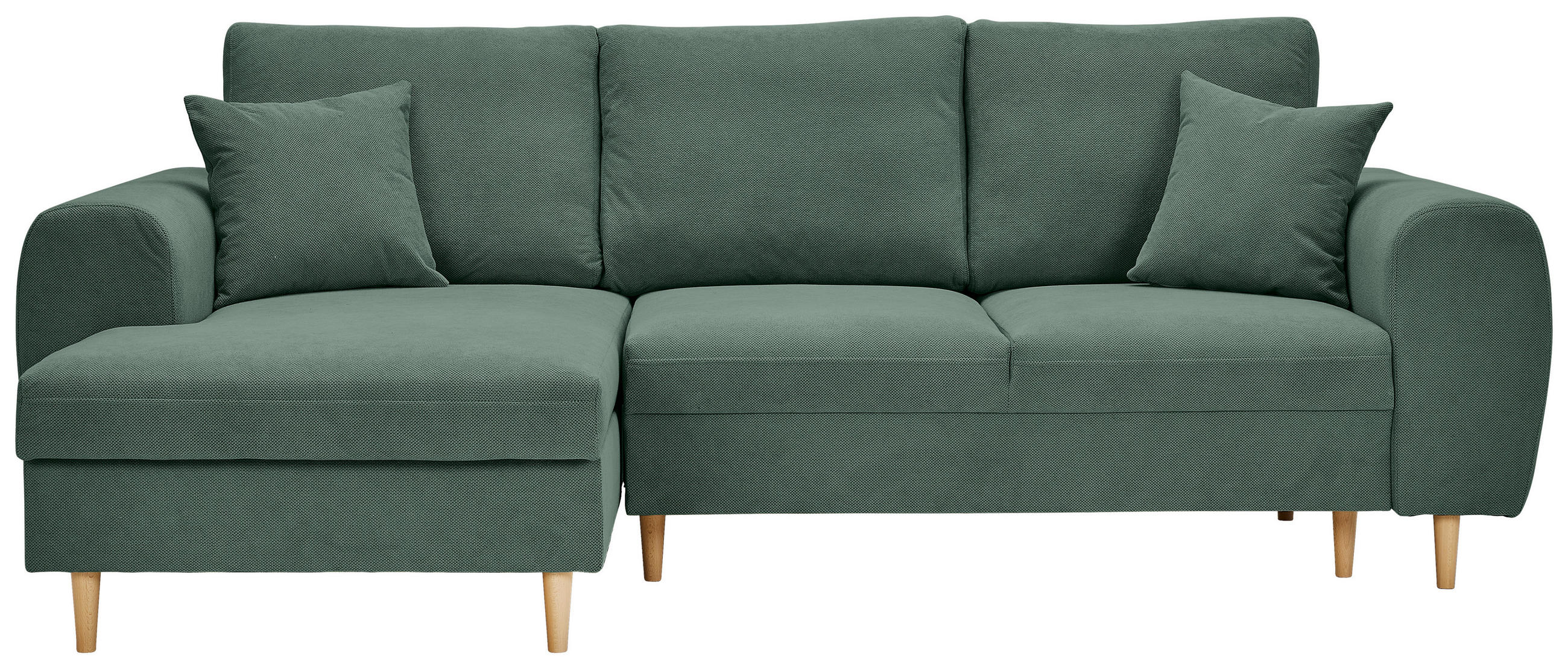 ECKSOFA in Webstoff Grün  - Naturfarben/Grün, Konventionell, Holz/Textil (145/250cm) - MID.YOU
