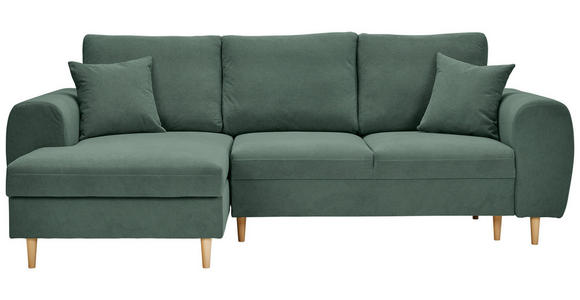 ECKSOFA in Webstoff Grün  - Naturfarben/Grün, KONVENTIONELL, Holz/Textil (145/250cm) - Carryhome