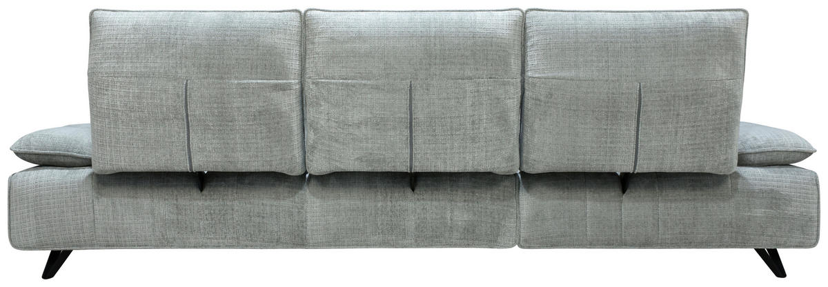ECKSOFA Hellgrau Chenille  - Hellgrau/Schwarz, Design, Kunststoff/Textil (162/314cm) - Livetastic