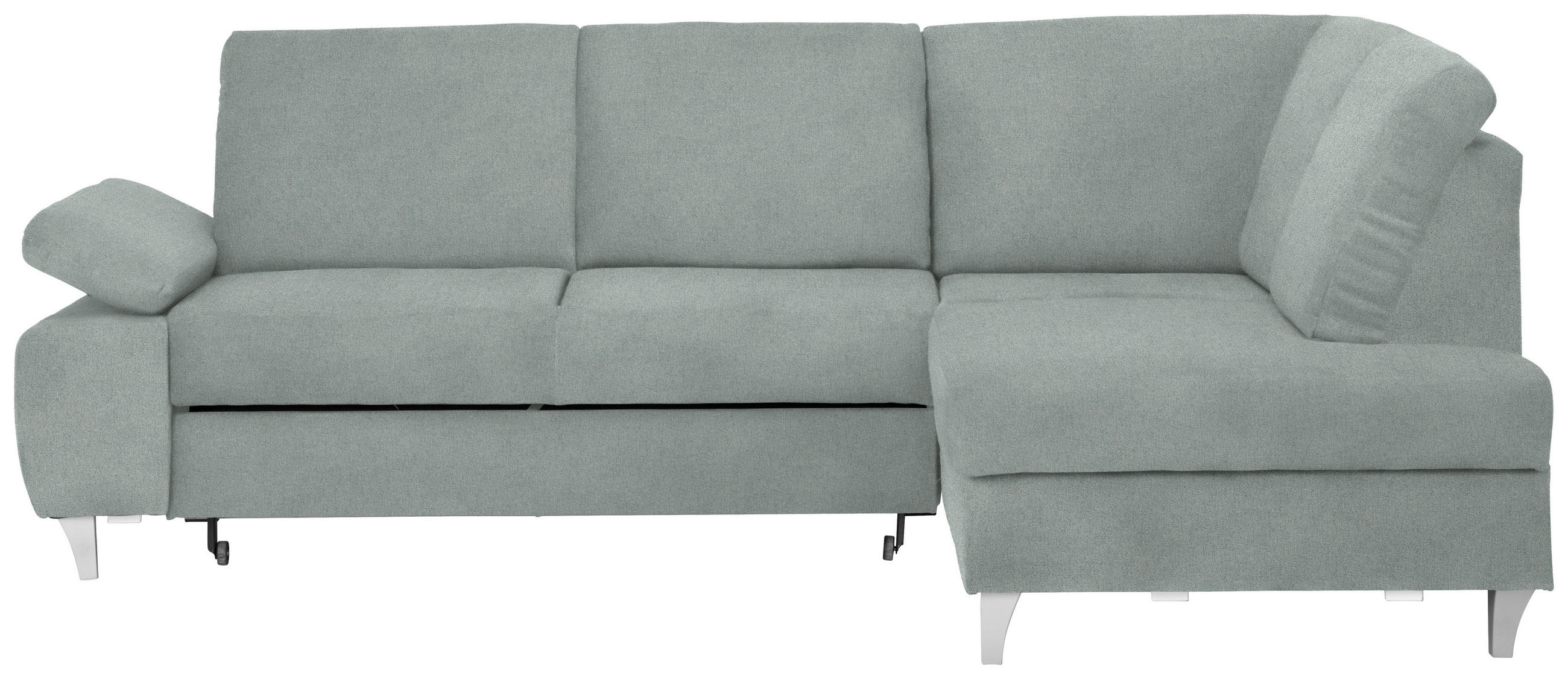 ECKSOFA in Flachgewebe Hellgrau  - Silberfarben/Hellgrau, Konventionell, Holz/Textil (255/186cm) - Cantus