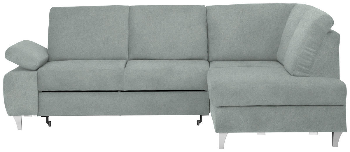 ECKSOFA in Flachgewebe Hellgrau  - Silberfarben/Hellgrau, Konventionell, Holz/Textil (255/186cm) - Cantus