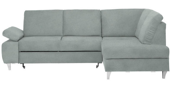 ECKSOFA in Flachgewebe Hellgrau  - Silberfarben/Hellgrau, KONVENTIONELL, Holz/Textil (255/186cm) - Cantus