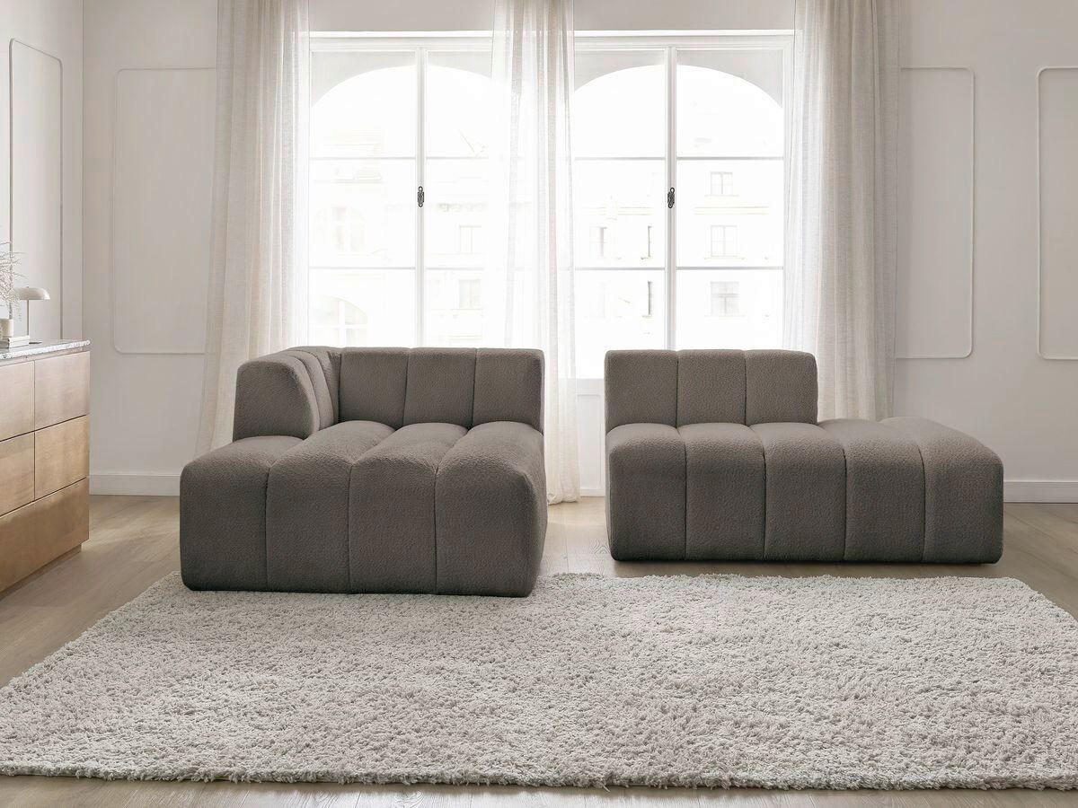 ECKSOFA  ANNECY Taupe Bouclé  - Taupe/Schwarz, MODERN, Kunststoff/Textil (170/262cm)