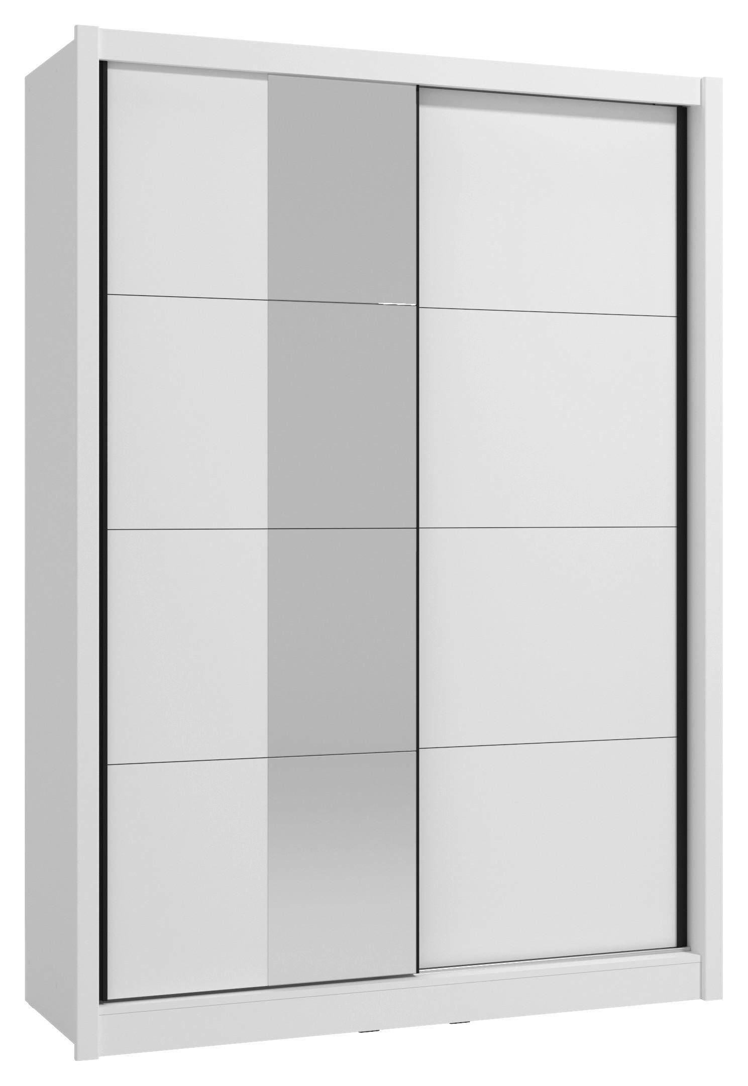 SCHIEBETÜRENSCHRANK 155/215,5/60 cm 2-türig Weiß  - Schwarz/Weiß, MODERN, Holzwerkstoff/Metall (155/215,5/60cm) - MID.YOU