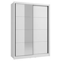 SCHIEBETÜRENSCHRANK 155/215,5/60 cm 2-türig Weiß  - Schwarz/Weiß, MODERN, Holzwerkstoff/Metall (155/215,5/60cm) - MID.YOU