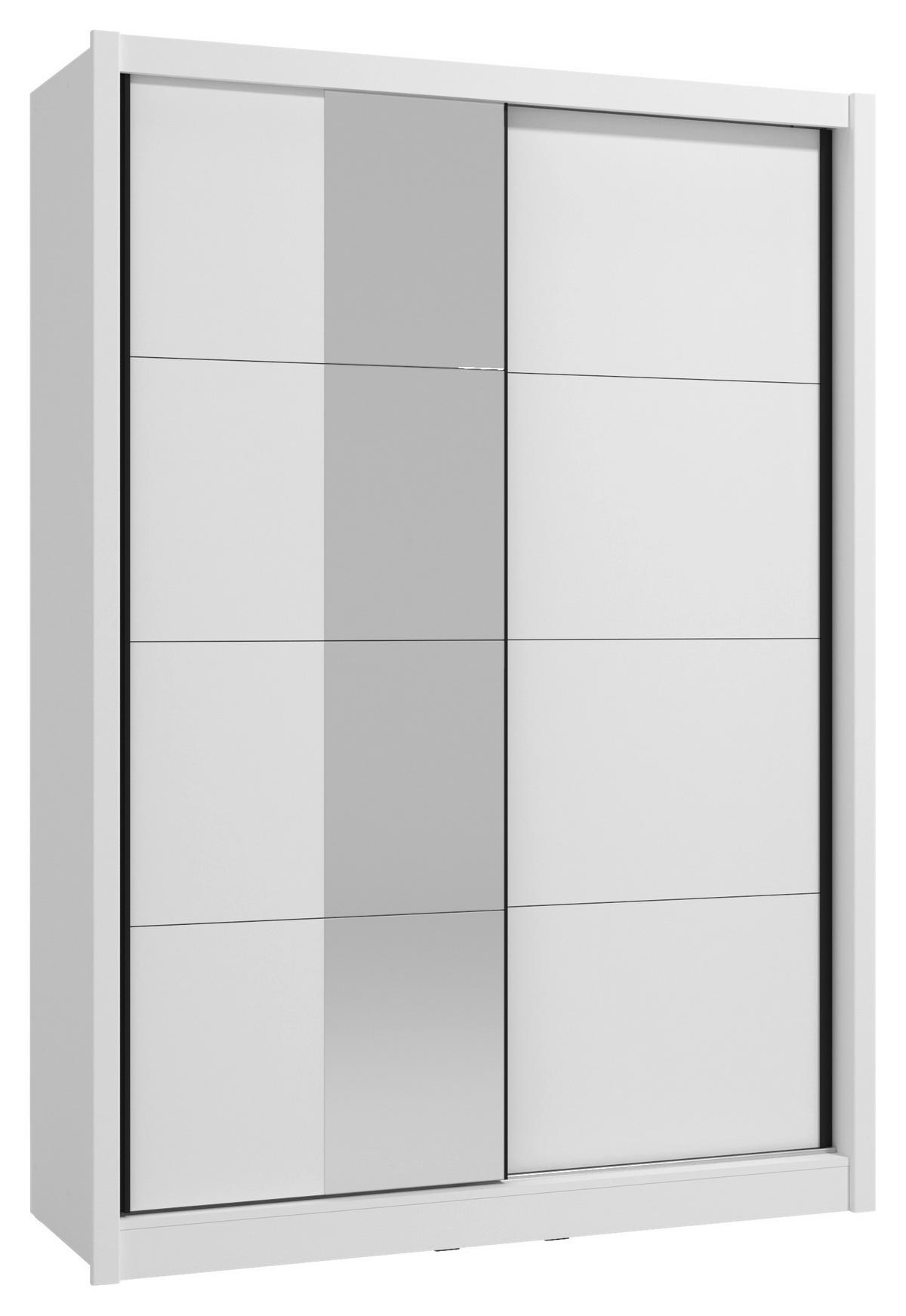 SCHIEBETÜRENSCHRANK 155/215,5/60 cm 2-türig Weiß  - Schwarz/Weiß, MODERN, Holzwerkstoff/Metall (155/215,5/60cm) - MID.YOU