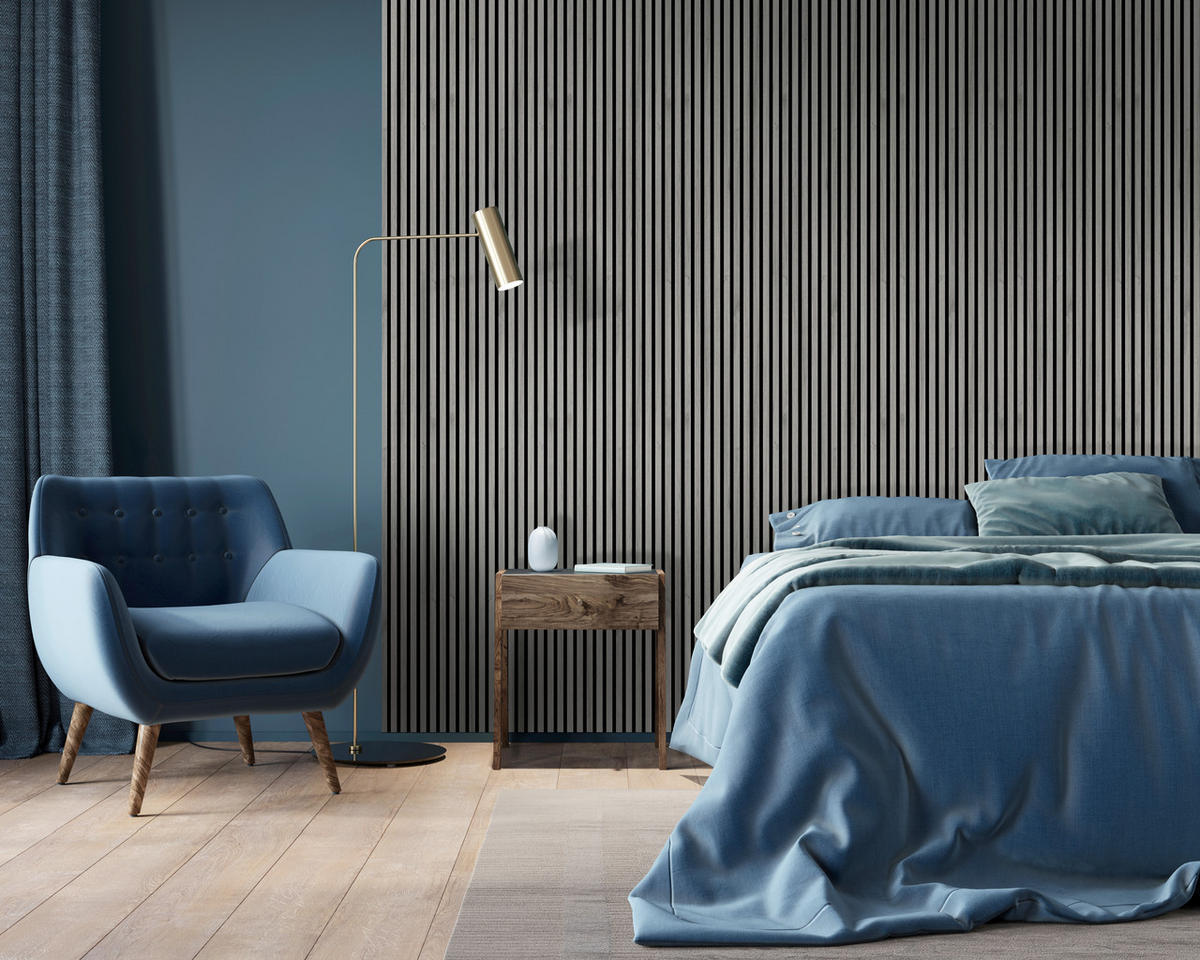 AKUSTIKPANEEL Eiche Grau 3-seitig foliert 57.25/1.9/267 cm  - Eichefarben, KONVENTIONELL, Holzwerkstoff/Textil (57.25/1.9/267cm)