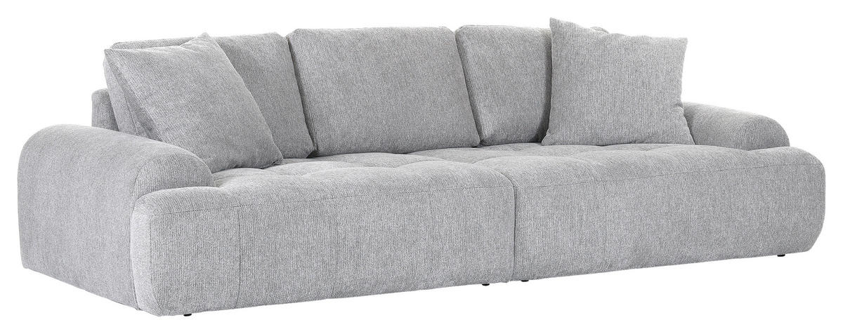 BIGSOFA Flachgewebe Grau  - Schwarz/Grau, KONVENTIONELL, Kunststoff/Textil (276/95/130cm) - Carryhome