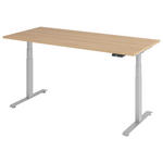 SCHREIBTISCH 180/80/64,5-129,5 cm  in Silberfarben, Eichefarben  - Eichefarben/Silberfarben, KONVENTIONELL, Holzwerkstoff/Metall (180/80/64,5-129,5cm) - Venda