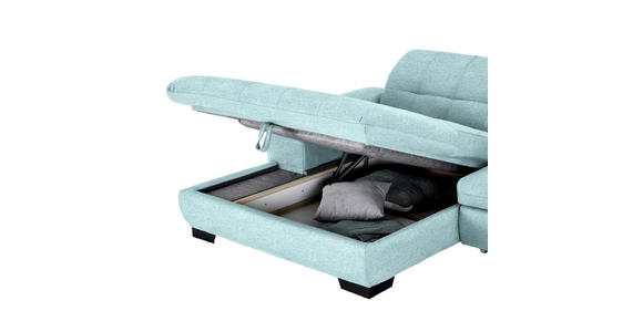 ECKSOFA in Webstoff Türkis  - Türkis/Schwarz, Design, Textil/Metall (180/265cm) - Carryhome