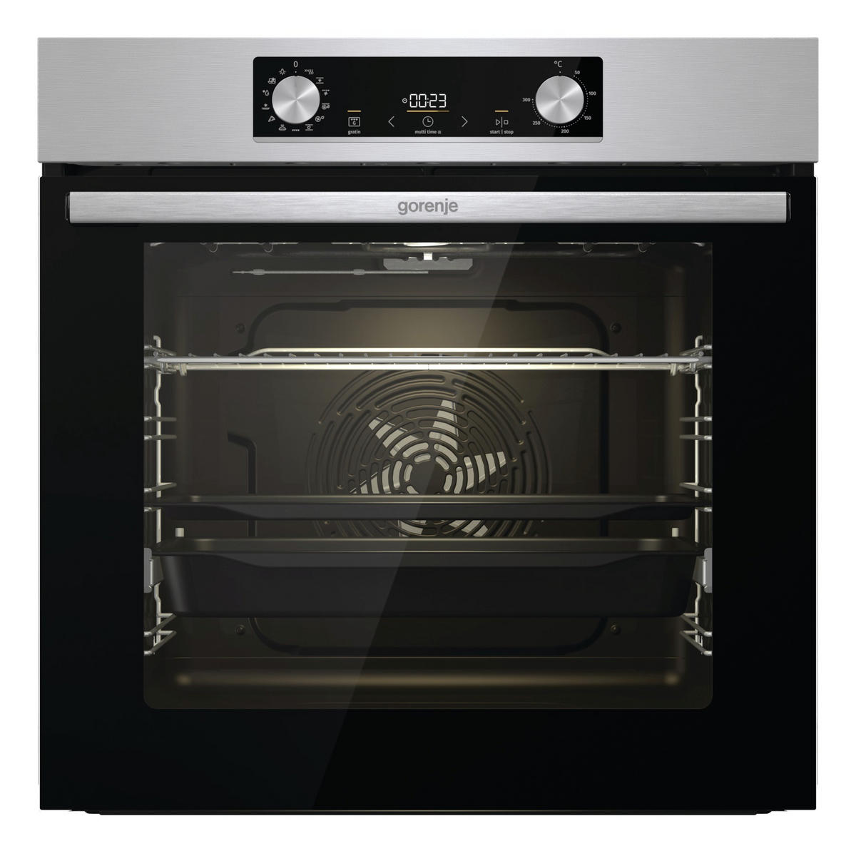 BACKOFENSET 738882  - Edelstahlfarben/Schwarz, Basics, Glas/Metall (59,5/59,5/56,4cm) - Gorenje