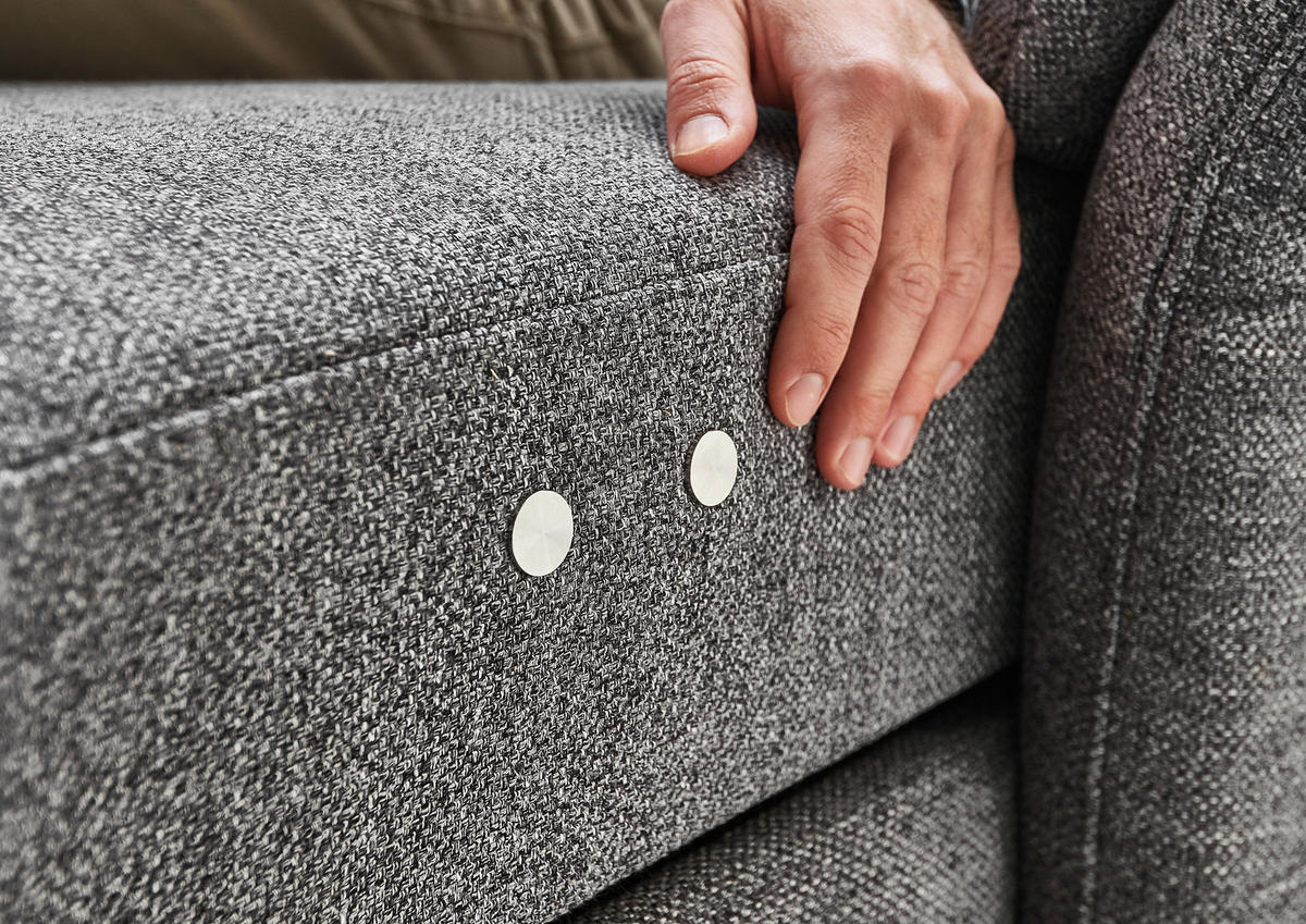 WOHNLANDSCHAFT in Flachgewebe Hellgrün, Limette  - Chromfarben/Limette, KONVENTIONELL, Textil/Metall (168/305/200cm) - Voleo