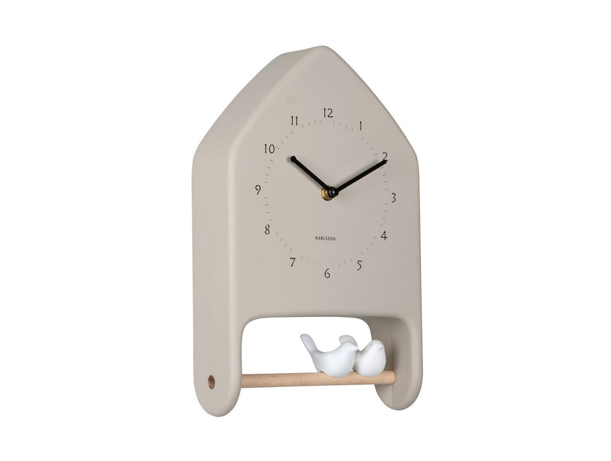 WANDUHR Love birds Grau 20/32/7 cm  - Grau, Basics, Kunststoff (20/32/7cm) - Karlsson