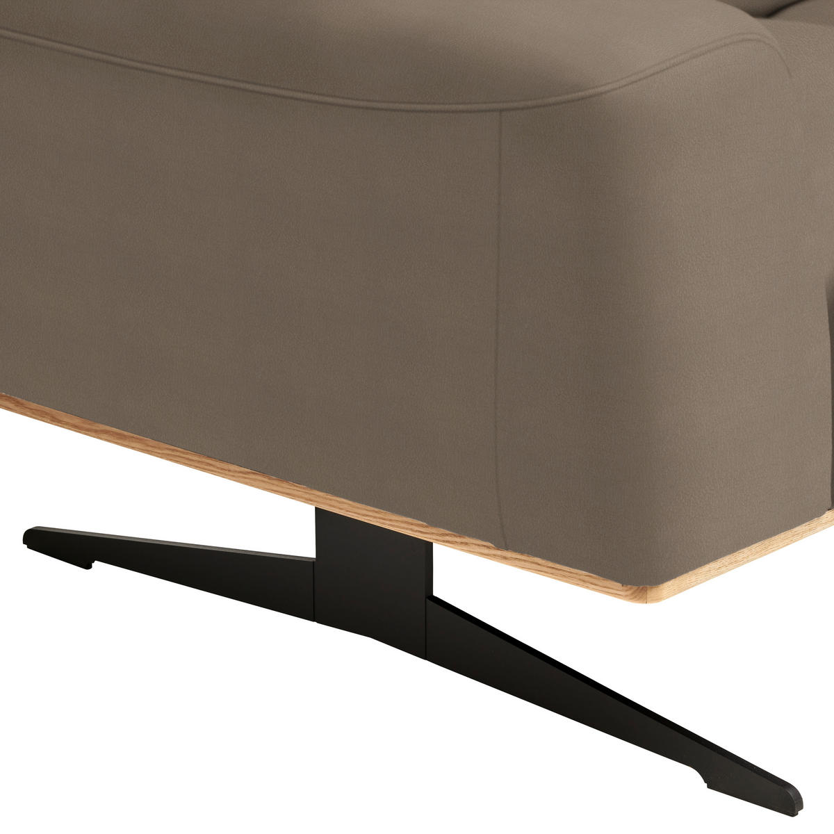 2-SITZER-SOFA in Echtleder Hellbraun  - Hellbraun/Schwarz, Design, Leder/Holz (174/76-97/102cm) - Novel