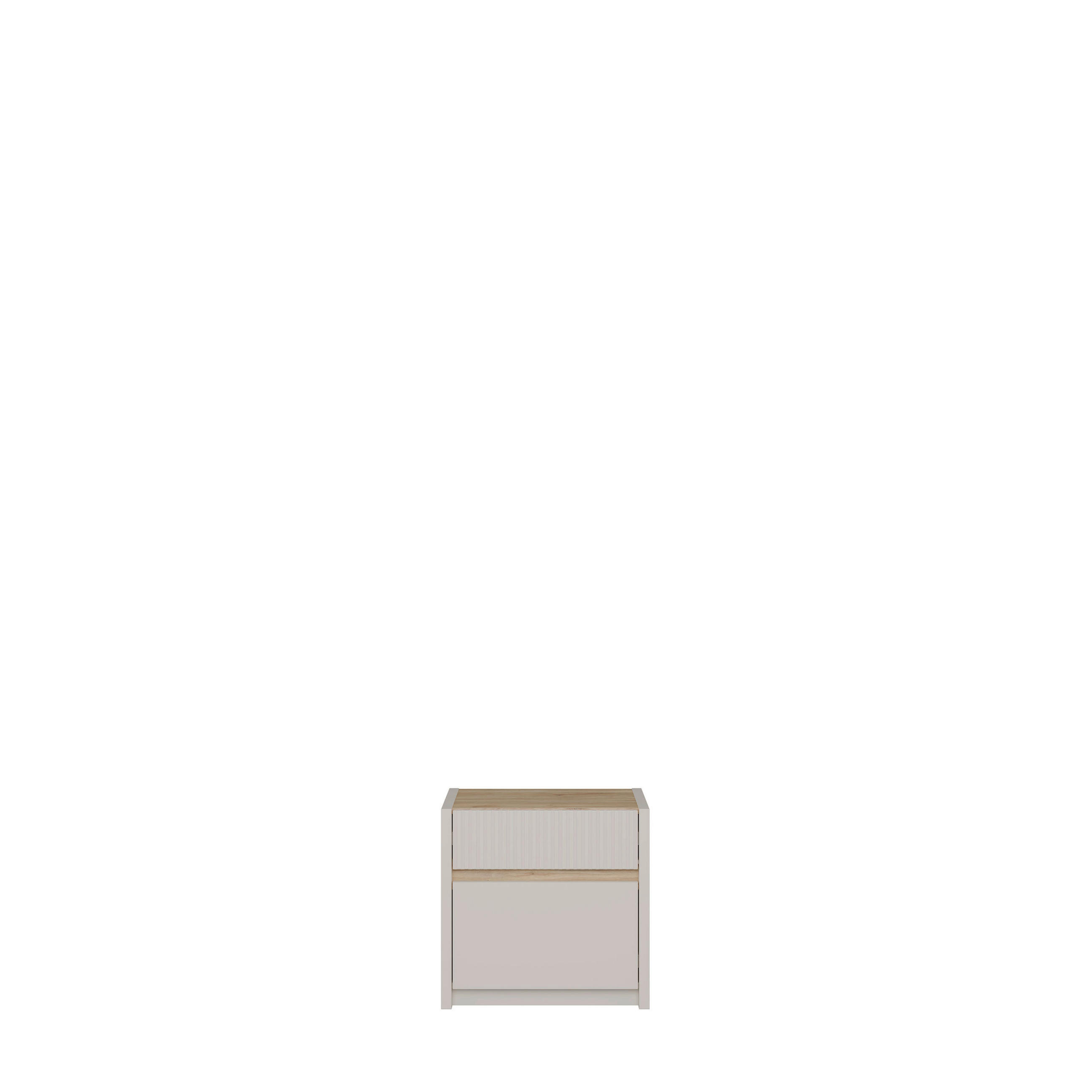 NOČNA OMARICA, barve hrasta, peščene barve  - barve hrasta/peščene barve, Trend, leseni material (55,6/53,9/34,8cm) - Hom`in