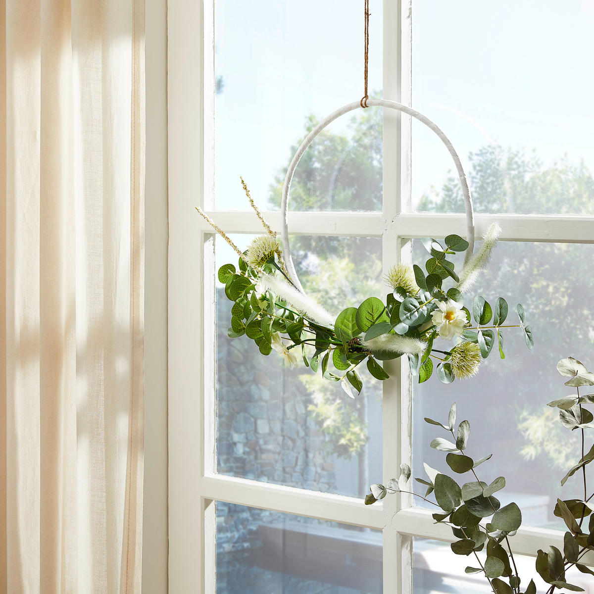 DIY Kranz; D30 Eukalyptus  - Schwarz/Weiß, Basics, Kunststoff/Textil (30cm)