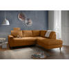 ECKSCHLAFSOFA in Goldfarben Textil   - Goldfarben/Schwarz, Modern, Holz/Textil (242/200cm) - Livetastic