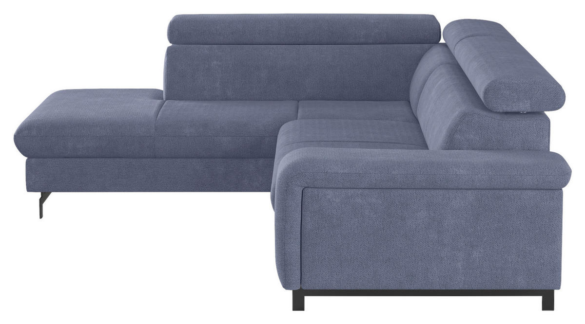 ECKSOFA in Chenille Blau  - Blau/Schwarz, Textil/Metall (215/262cm) - MID.YOU