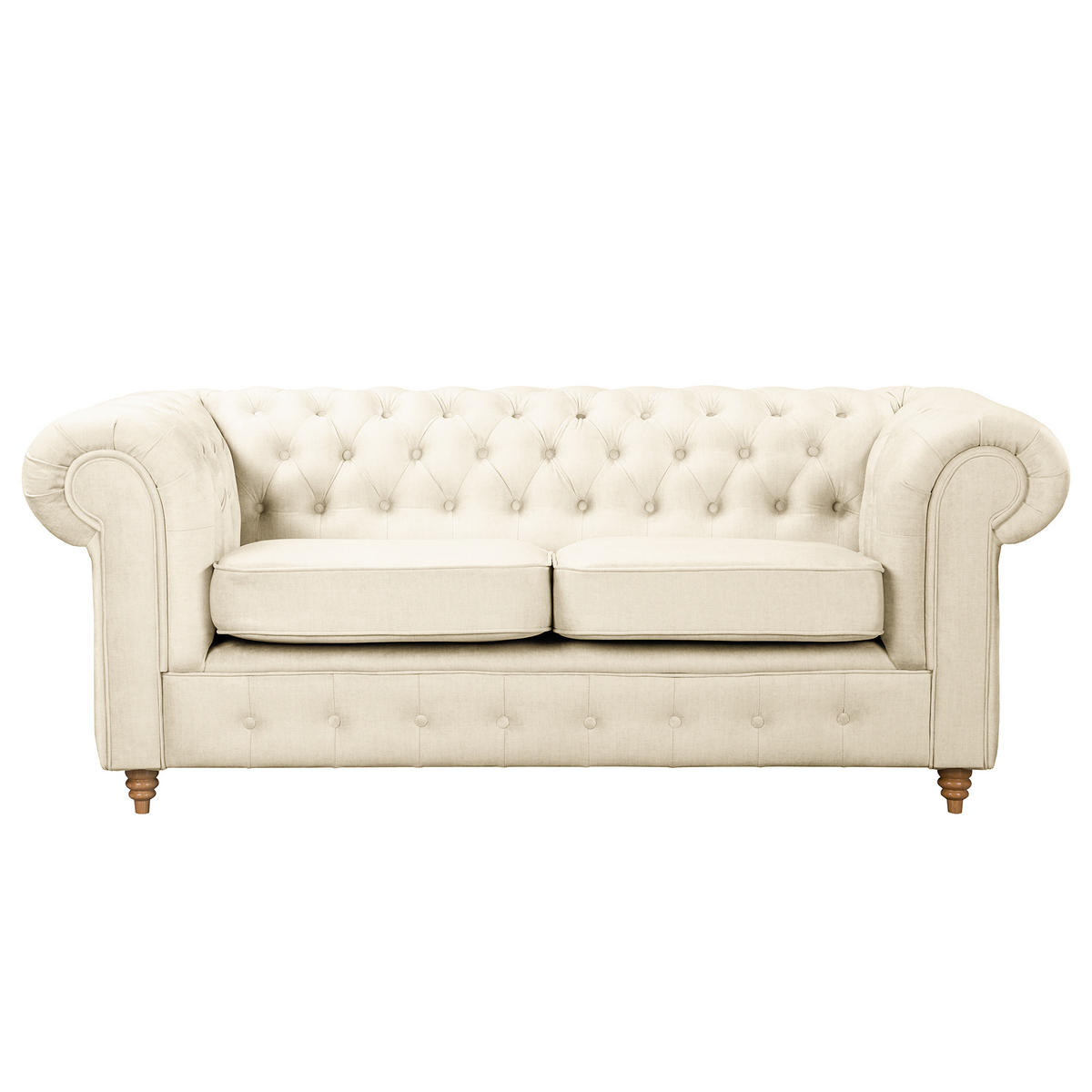 2-SITZER-SOFA Laura in Mikrofaser Creme  - Creme/Braun, Design, Holz/Textil (190/75/91cm) - P & B