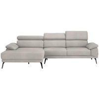 ECKSOFA Sandfarben Velours  - Sandfarben/Schwarz, Design, Textil/Metall (187/295cm) - Novel