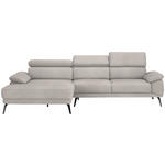 ECKSOFA in Velours Sandfarben  187/295 cm  - Sandfarben/Schwarz, Design, Textil/Metall (187/295cm) - Novel