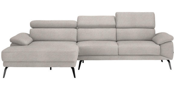 ECKSOFA Sandfarben Velours Kopfteilverstellung  - Sandfarben/Schwarz, Design, Textil/Metall (187/295cm) - Novel