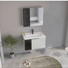 BADEZIMMER 3-teilig  in  - Weiß Hochglanz/Beige, MODERN, Glas/Holz (80/114/45cm) - MID.YOU