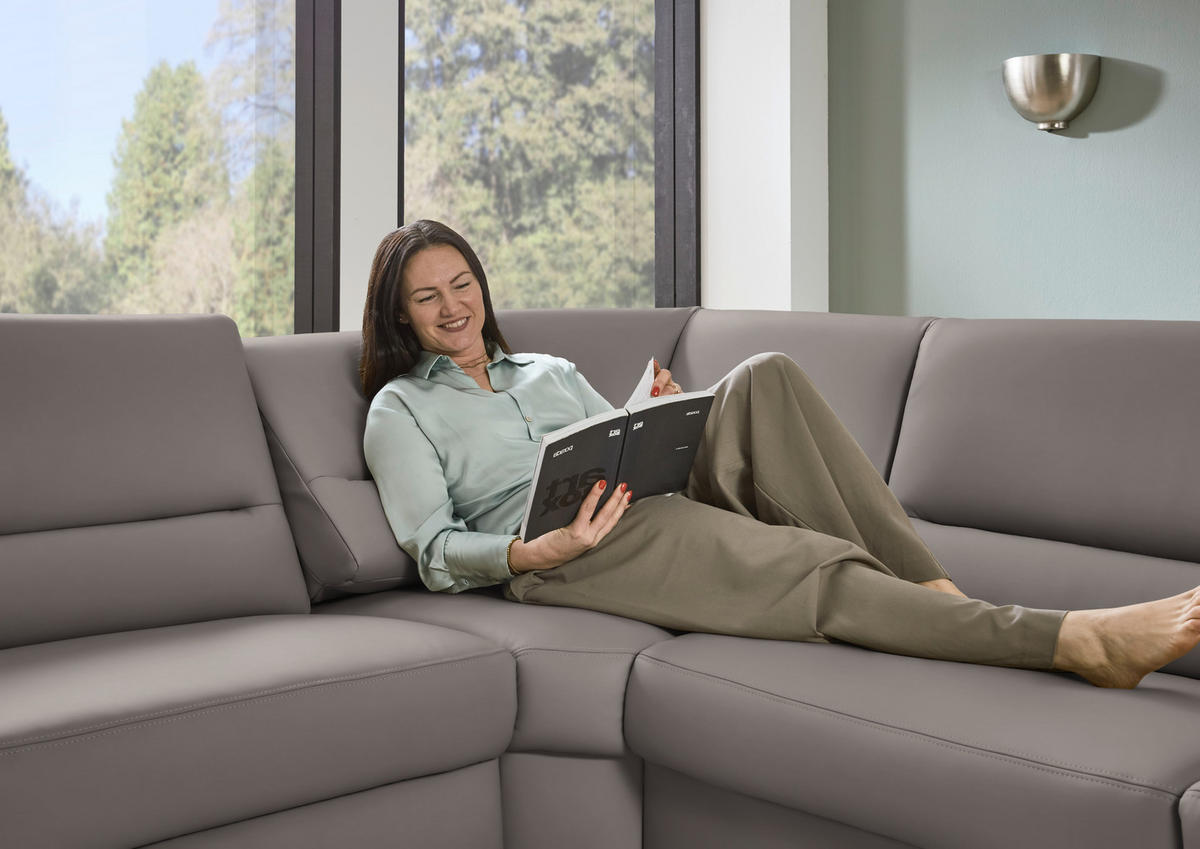 ECKSOFA  in Echtleder Hellgrau  249/290 cm  - Hellgrau/Schwarz, KONVENTIONELL, Leder/Metall (249/290cm) - Beldomo Premium