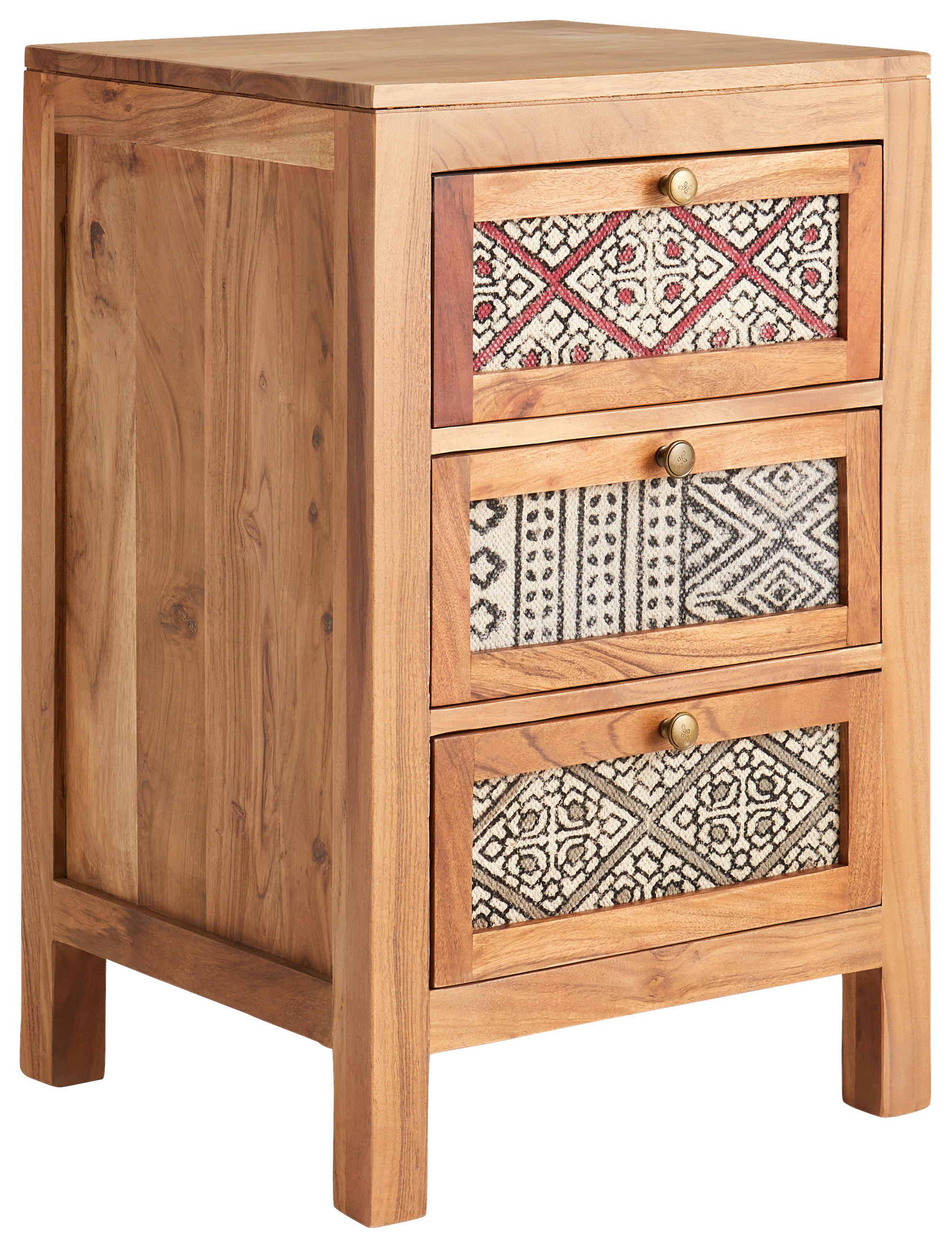 KOMMODE 45/70/42 cm in Akaziefarben - Messingfarben/Akaziefarben, Lifestyle, Holz/Textil (45/70/42cm) - Livetastic