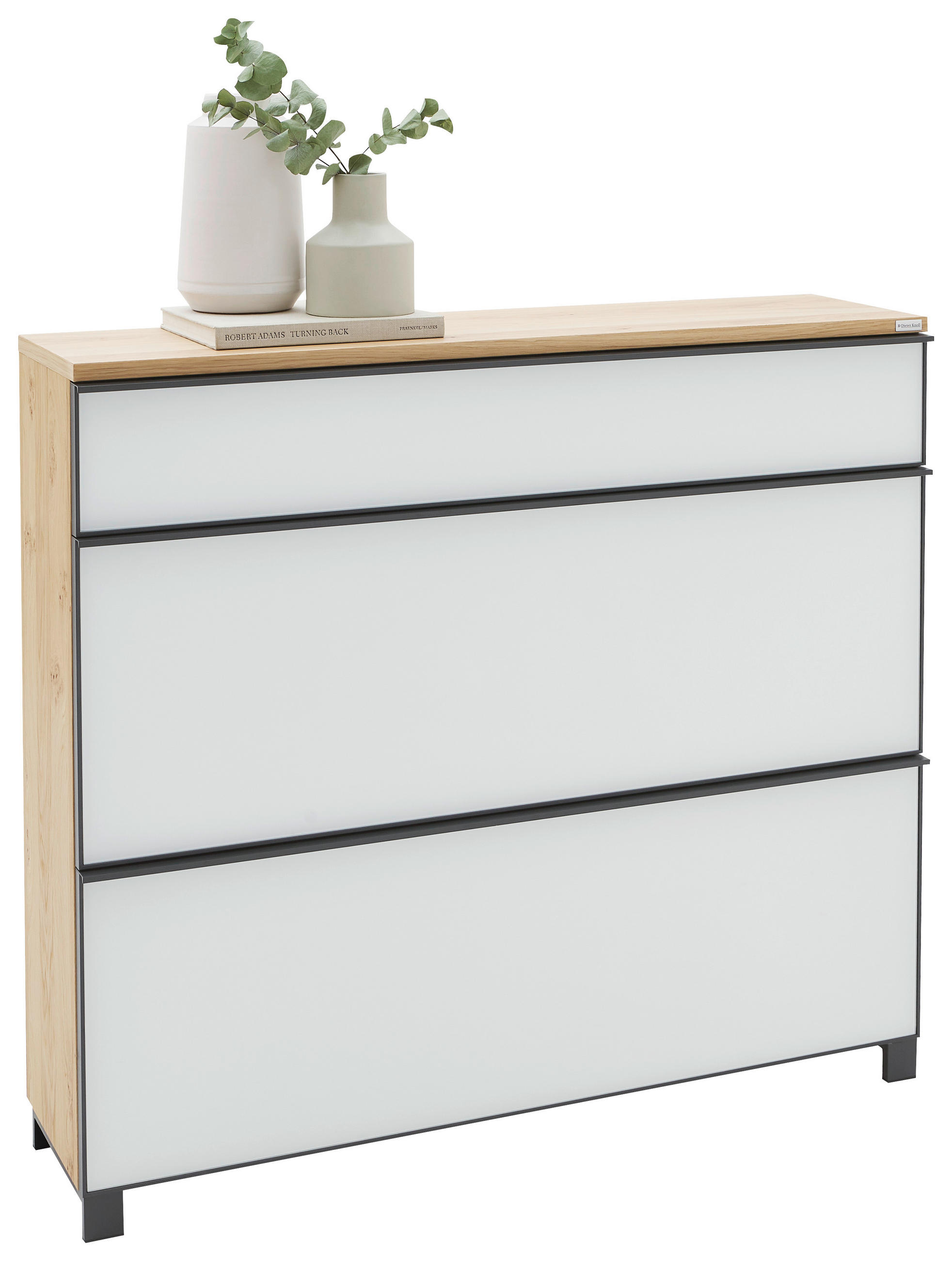 Dieter Knoll Schuhkipper Anthrazit, Weiß, Eiche 120x108x31 cm