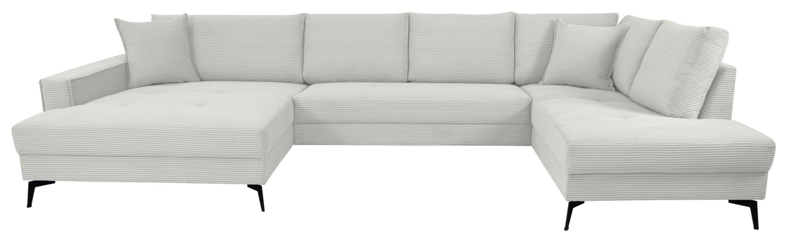 WOHNLANDSCHAFT ZERO Creme, Weiß Cord  - Creme/Schwarz, Trend, Textil/Metall (173/362/195cm) - Livetastic