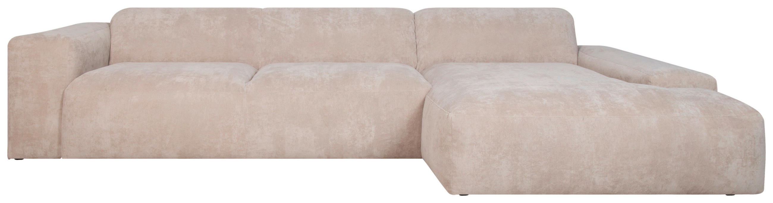 ECKSOFA HANNAH Beige Cord  - Beige/Schwarz, Design, Kunststoff/Textil (343/170cm) - MID.YOU