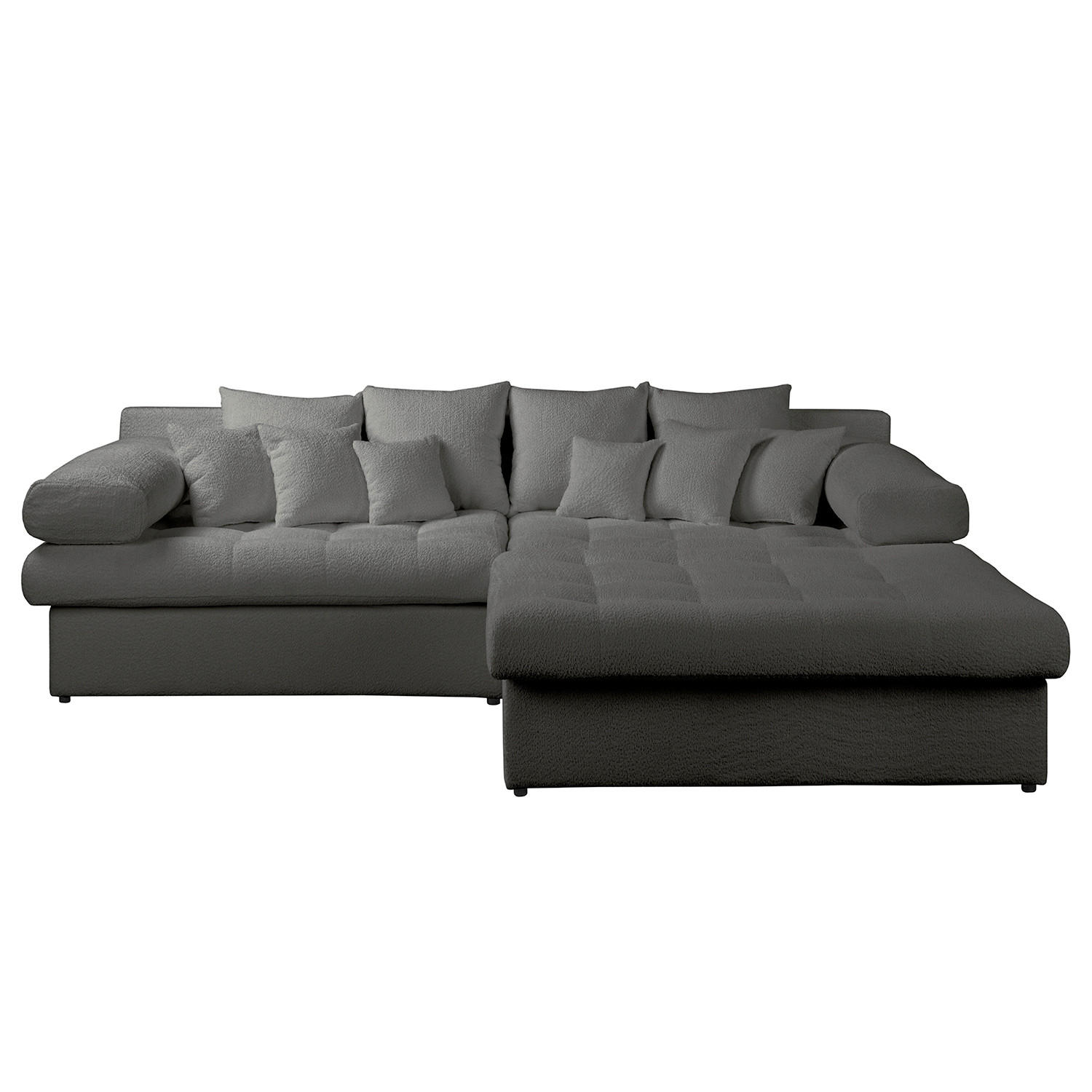 ECKSOFA Naomi in Chenille Anthrazit Rückenkissen  284/243 cm  - Anthrazit/Schwarz, Design, Kunststoff/Textil (284/243cm) - P & B