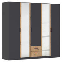 KLEIDERSCHRANK 226/210/54 cm,  in Grau, Eiche Artisan, 5-türig  - Eiche Artisan/Grau, KONVENTIONELL, Holzwerkstoff/Kunststoff (226/210/54cm) - Rauch Möbel