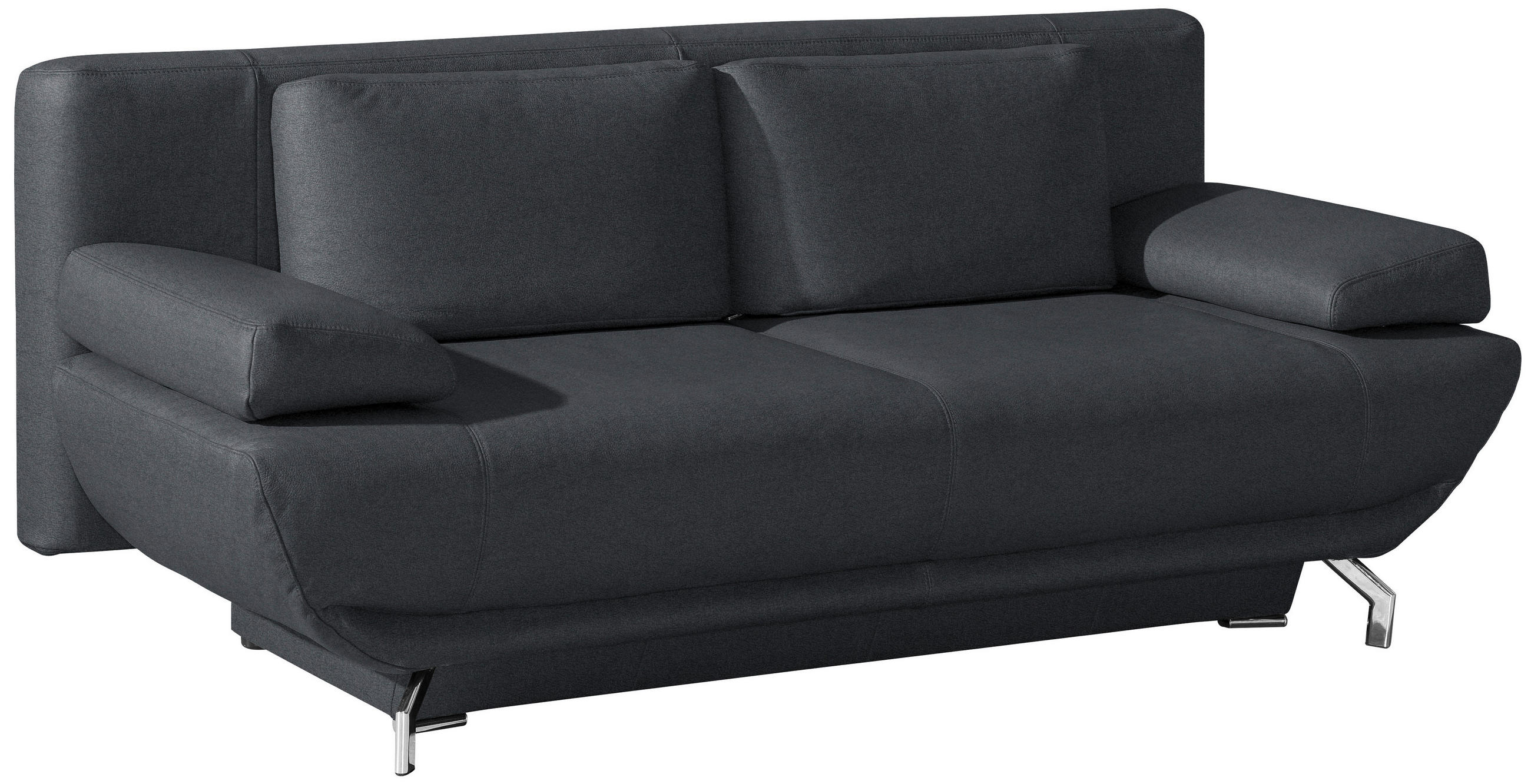 SCHLAFSOFA in Leder Anthrazit  - Chromfarben/Anthrazit, Design, Leder/Metall (210/87/97cm) - Dieter Knoll