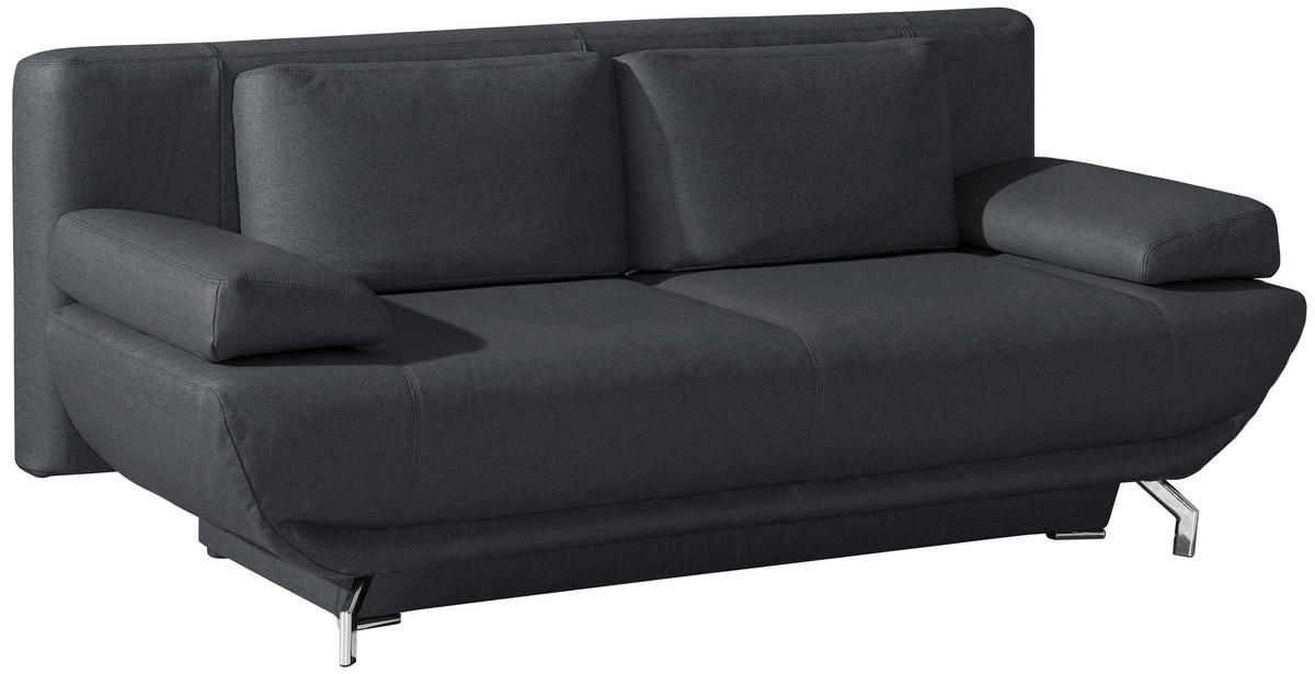 SCHLAFSOFA in Leder Anthrazit  - Chromfarben/Anthrazit, Design, Leder/Metall (210/87/97cm) - Dieter Knoll