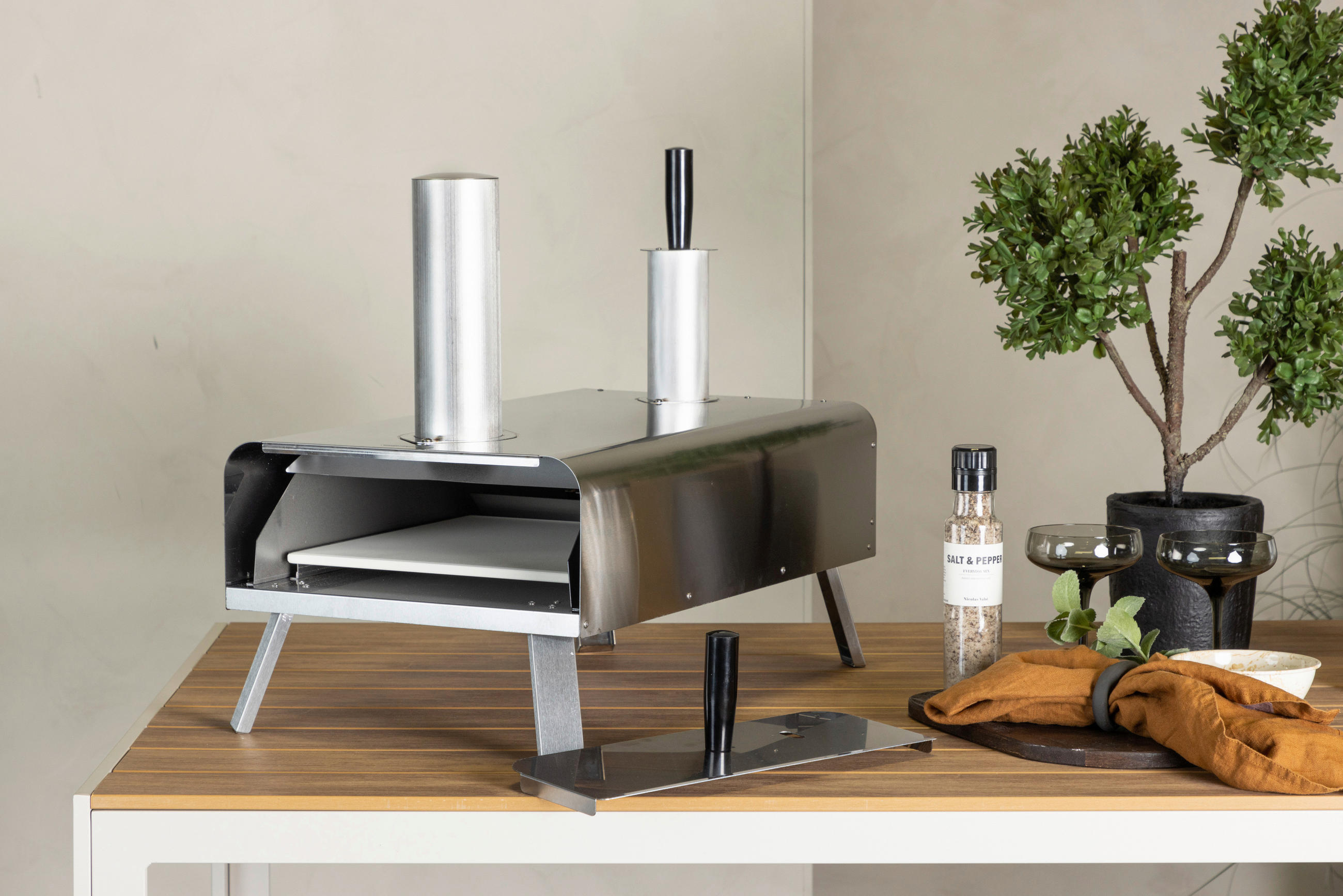 PIZZAOFEN  - Silberfarben, KONVENTIONELL, Metall (85.8/49.9/37cm) - Gardenson