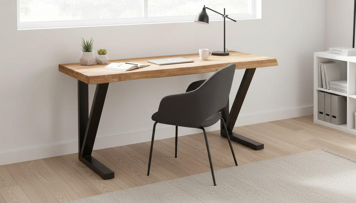 PISAĆI STOL  prirodne boje, crna  drvo, metal  - prirodne boje/crna, Moderno, drvo/metal (160/80/76cm) - Livetastic