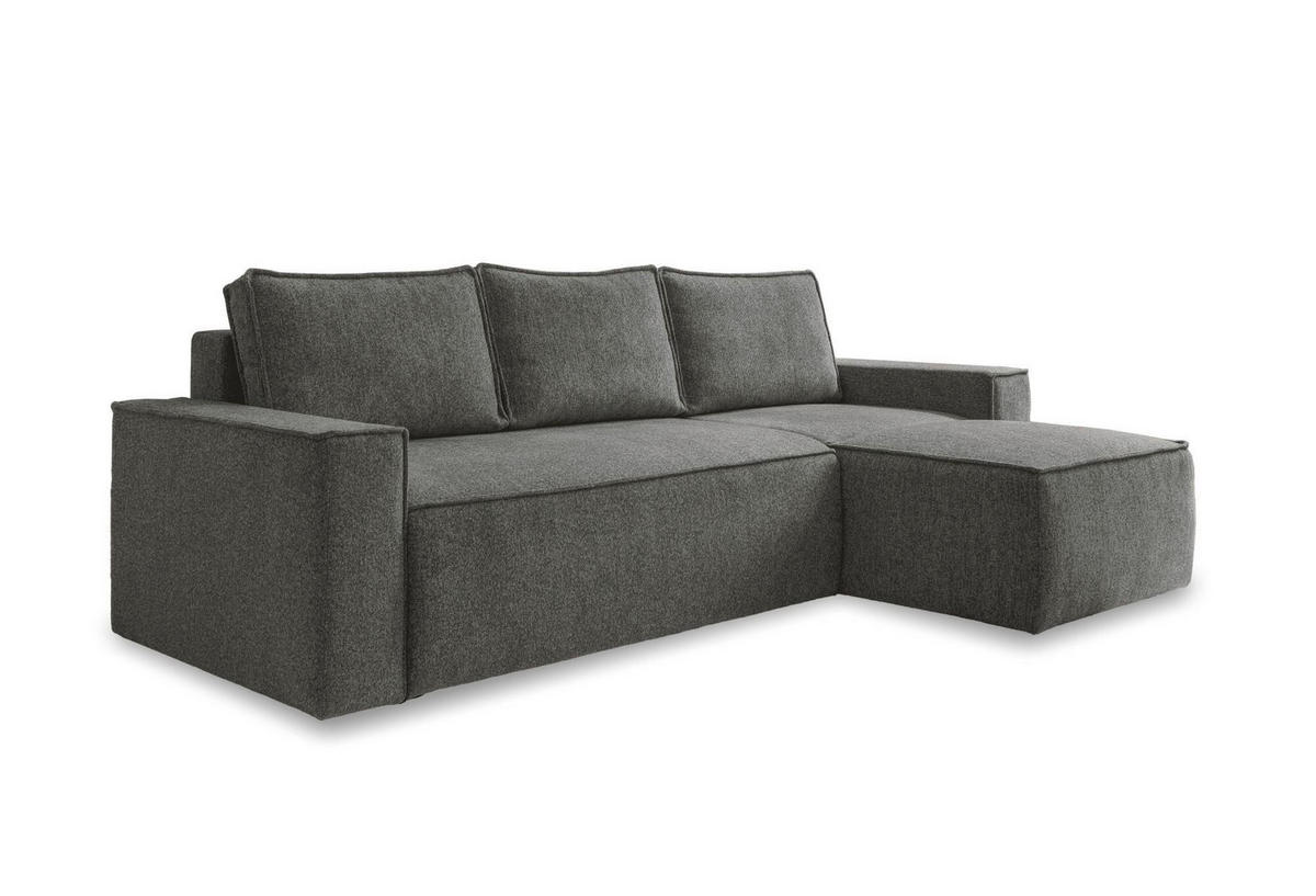 ECKSOFA Dunkelgrau  - Weiss/Dunkelgrau, Design, Kunststoff/Textil (250/156cm) - MID.YOU