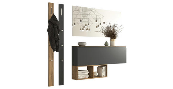 GARDEROBE 5-teilig  in 180/185/22 cm  - Eichefarben/Anthrazit, Design, Holzwerkstoff (180/185/22cm) - Moderano