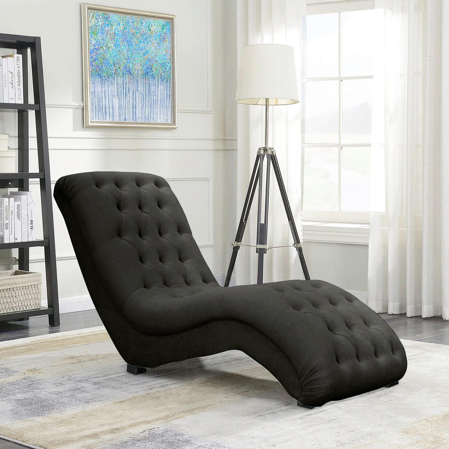 RELAXLIEGE Mikrofaser Anthrazit  - Anthrazit/Schwarz, Design, Kunststoff/Textil (67/90/159cm) - P & B