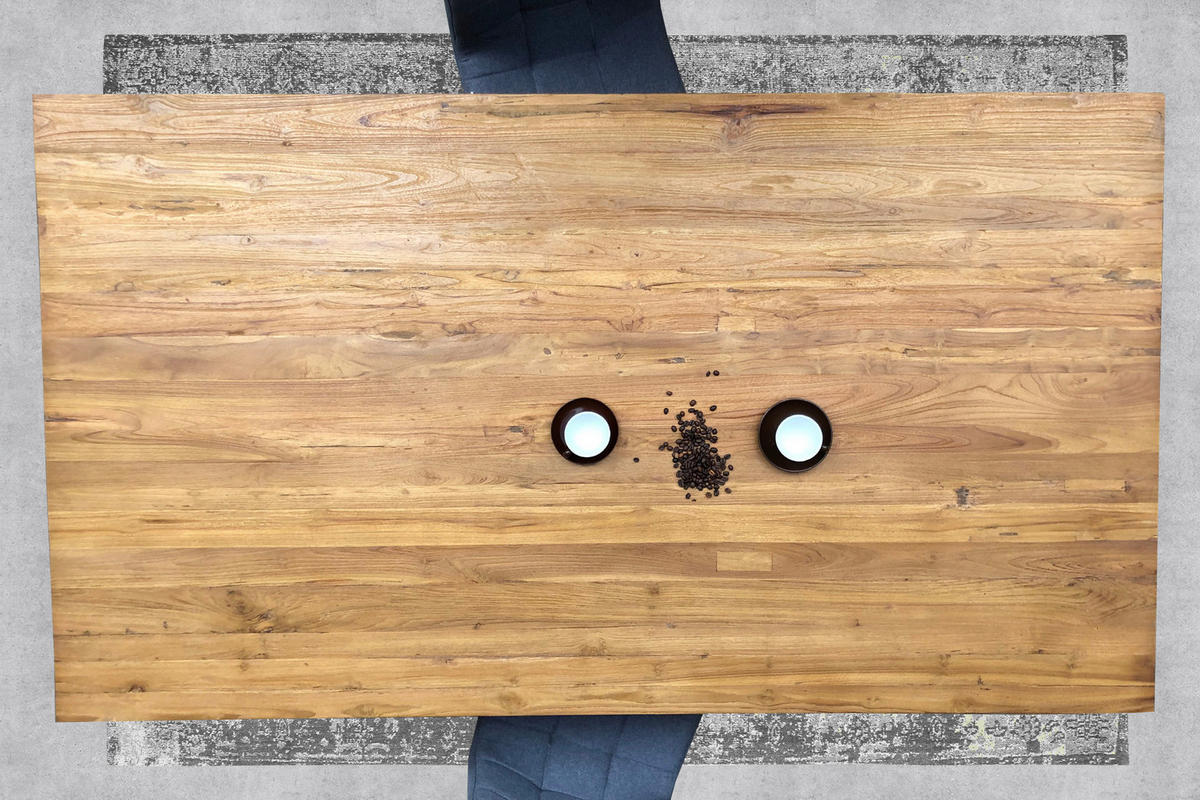 ESSTISCH 180/100/73 cm Echtholz  Holz, Metall rechteckig Naturfarben, Schwarz  - Schwarz/Naturfarben, MODERN, Holz/Metall (180/100/73cm) - MID.YOU