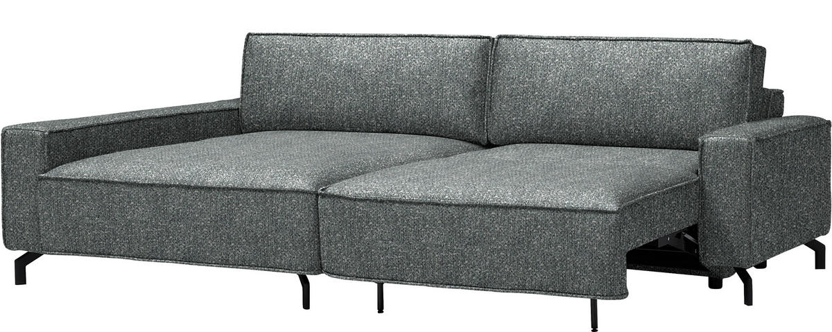 ECKSOFA  in Mikrofaser Graugrün  164/246 cm  - Schwarz/Graugrün, Design, Textil/Metall (164/246cm) - Sedda
