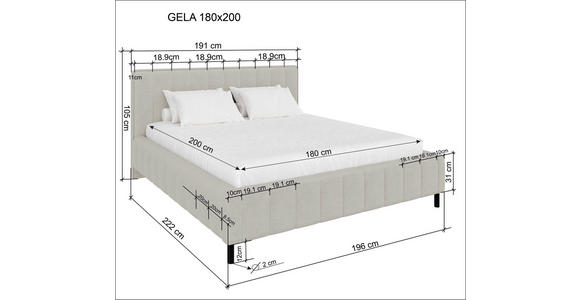 POLSTERBETT gepolstertes Kopfteil, Lattenrost, Bettkasten Beige 180/200 cm  - Beige/Schwarz, Design, Holz/Textil (180/200cm) - Carryhome