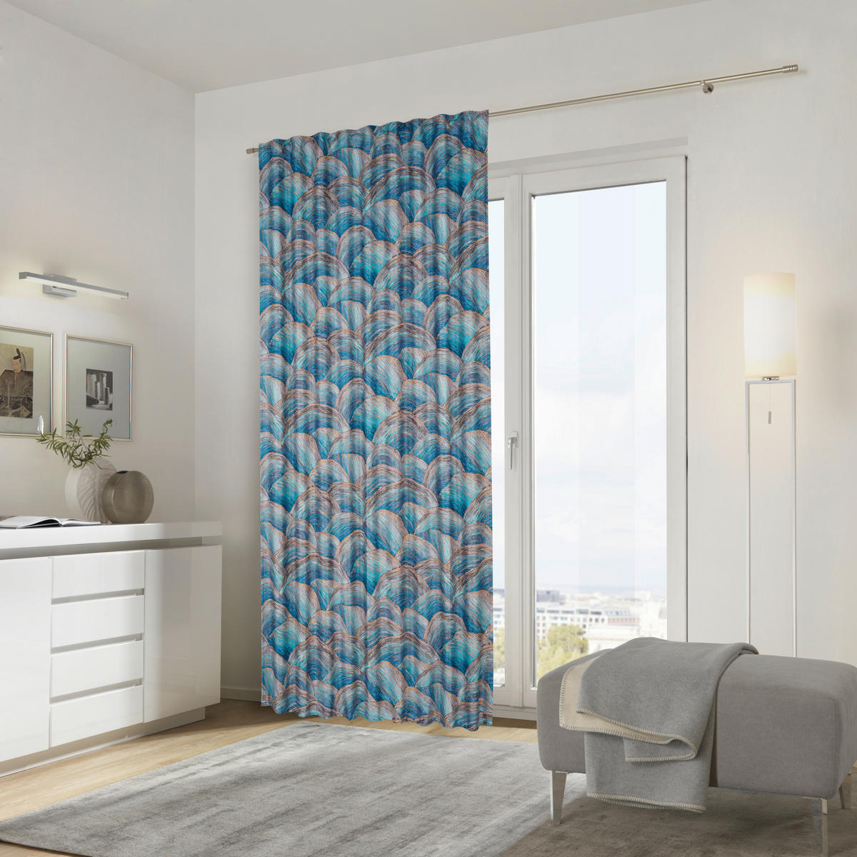 FERTIGVORHANG  blickdicht  140/245 cm   - Blau/Goldfarben, Design, Textil (140/245cm) - Ambiente