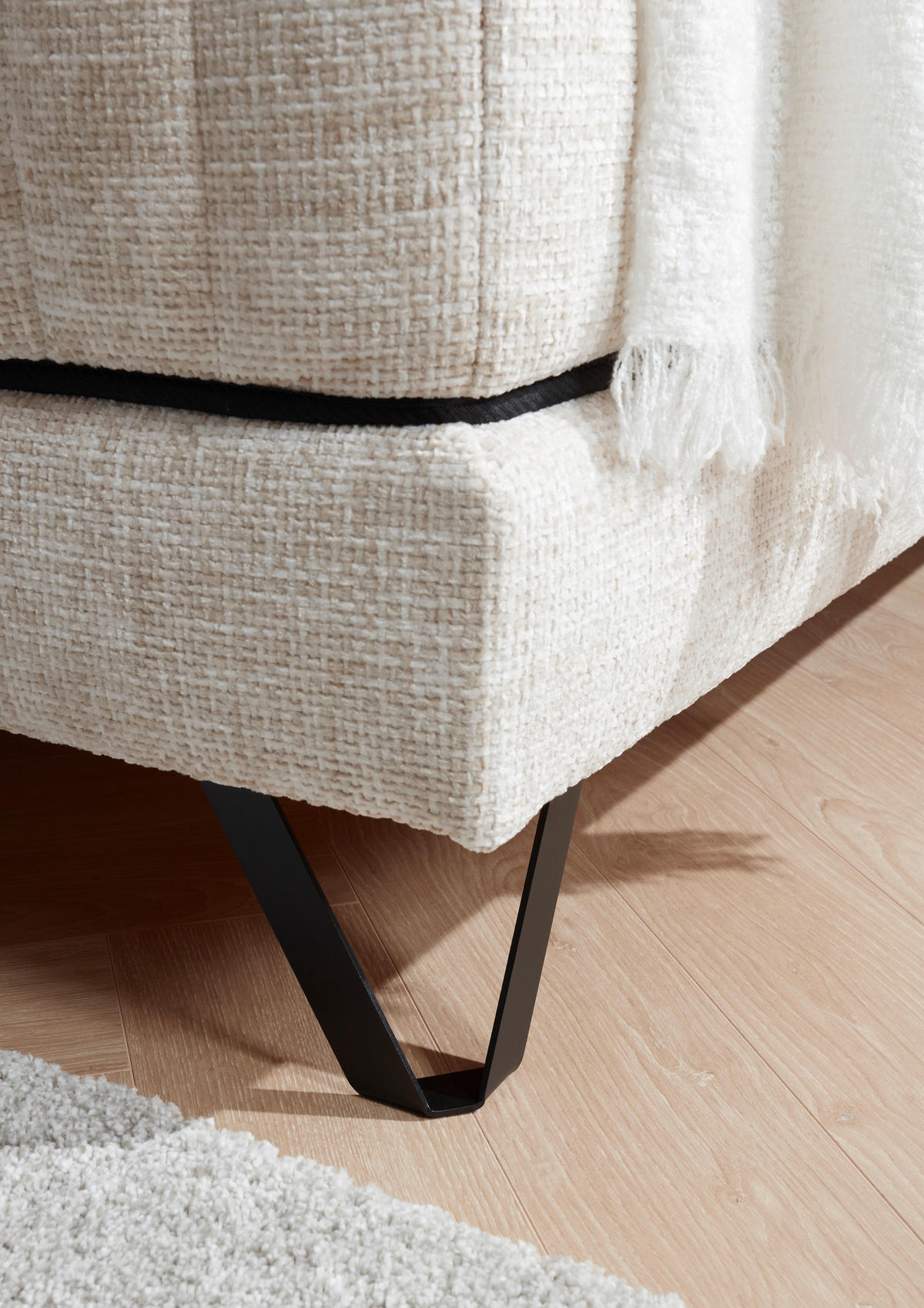 BOXSPRINGBETT 180/200 cm  in Creme  - Creme/Schwarz, KONVENTIONELL, Textil/Metall (180/200cm) - SetOne by Musterring